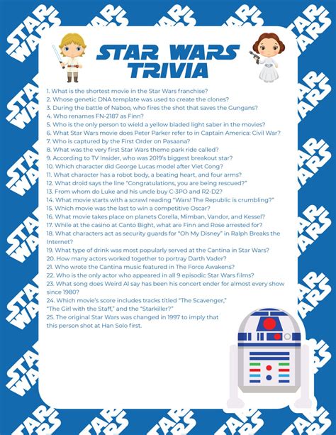 Star Wars Trivia Questions And Answers Printable